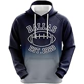 Suswoos Football Hoodie Fade Color Soft Classic Pullover Hooded Sweatshirt,City Style Unisex Fans Sweatshirt Gift M-3XL