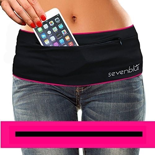 SevenBlu HIP - Fashion Money Belt / Extra Pocket / Running Belt - World's Best Stylish Travel Wallet or Mini Purse - with ZIPper - Fits iPhone 6 Plus - Your Smartphone Pocket (Fuschia XS)