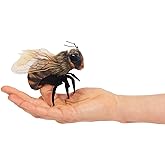 Folkmanis Mini Bee Finger Puppet,Black; Orange-Yellow