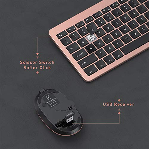 seenda Rechargeable Wireless Keyboard Mouse Combo Full Size Cordless