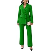 Ophestin Women 2 Piece Pant Suits Set Long Sleeve Striped Color Jackets Blazer Business Casual Dressy Work Office Outfits