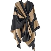 Kcuskl Women's Shawls Wrap Poncho Elegant Soft Capes Open Front Cardigan Large Blanket Warm Wraps for Fall Winter