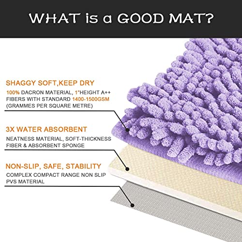 BYSURE Lavender Bathroom Rugs Sets 3 Piece with Toilet Lid Cover Non