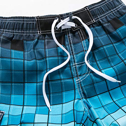 PLENTOP Men's Activewear,Swim Trunk Men Medium, Men's Fashion Casual Printing Patchwork Beach Surfing Swimming Loose Short Pants Blue - Thumbnail 3