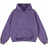 Adenorah Mens Oversized Hoodies Pullover Women Fall Acid Wash Plain Preppy Hoodie Streetwear Cotton Vintage Hooded Sweatshirt