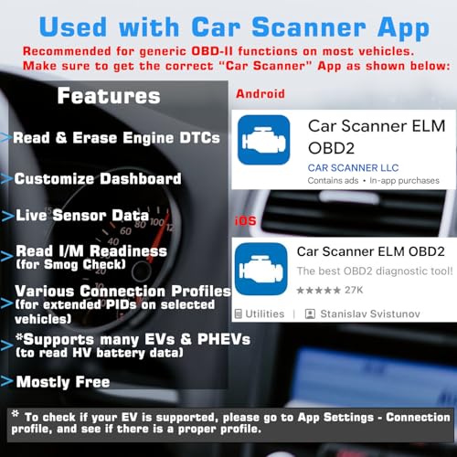 Veepeak OBDCheck BLE+ OBD II Bluetooth Car Scanner, Wireless Engine Code Reader Diagnostic Tool Compatible with iOS and Android