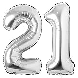 Jonhamwelbor 21 Number Balloons Silver Giant Jumbo