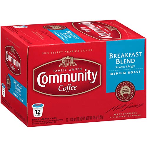 COMMUNITY COFFEE BREAKFAST BLEND, MEDIUM ROAST SINGLE-SERVE KEURIG K-CUP PODS, 12 COUNT (PACK OF 1)