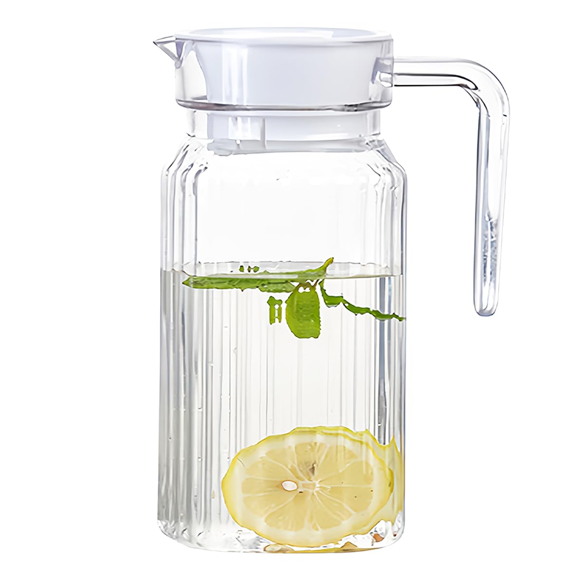 DOERDO Plastic Pitcher with Lid, Broken Resistant Beverage Jugs, Ice Cold Juice Jug for Homemade Juice Iced Tea Milk Beverage, 3.3X6.2Inch, 600ML