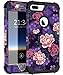 Hocase iPhone 8 Plus Case, iPhone 7 Plus Case, Heavy Duty Shockproof Protection Hard Plastic+Silicone Rubber Hybrid Protective Case for iPhone 7 Plus/iPhone 8 Plus - Voilet Flowers/Black