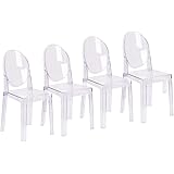 2xhome Set of 4 Large Size – Mid Century Modern Contemporary Ghost Side Chair Dining Room Chair Victoria Accent Seat Armless 