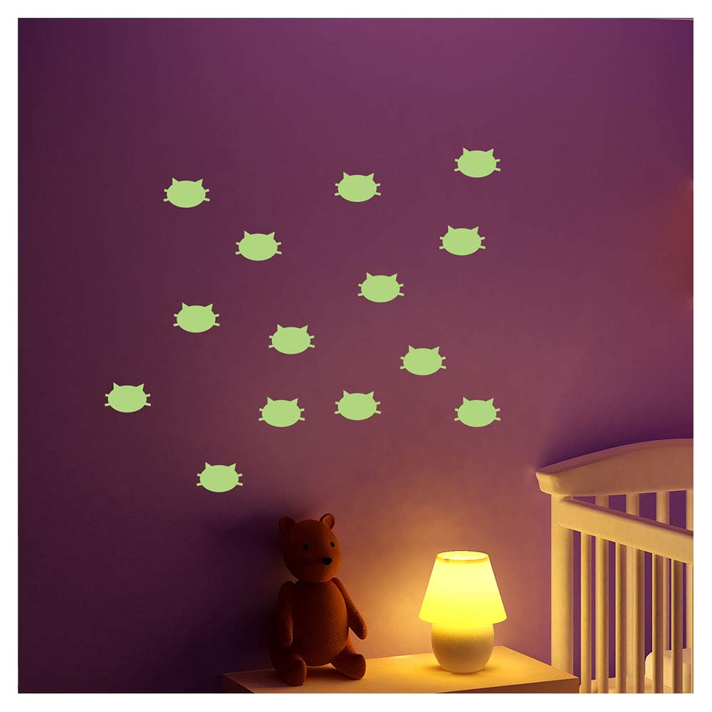 Glow in The Dark Wall Sticker 14 Cats - 10 x 55cm