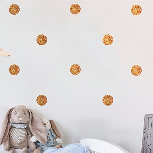 Vancy 1.6"72 PCS/SET Gold Polka Dot Wall Stickers Round Circle Removable DIY Wall Decals for Kids' Room Nursery Home Decoratio,Glitter Bronze