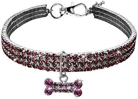 Kim88 Pet Collars Dog Cute Mini Bling Rhinestone Chocker Fancy Dog Necklace for Small Medium Large Puppy