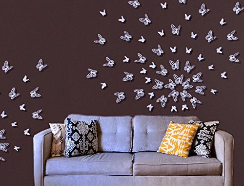 Luxbon 100Pcs 3D Vivid Cardboard Paper Hollow Butterfly Matt Effect Wall Stickers Art Crafts Decals Butterflies Home DIY Improvement Decor Mural Light Purple