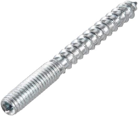 sourcing map M6 Hanger Bolts Length 2-3/8"(60mm) Double Headed Bolts Self-Tapping Screw 6mm Wood Joint Furniture Legs 12pcs - Image 4