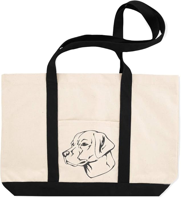 Canvas Shopping Tote Bag Labrador Retriever Head Black