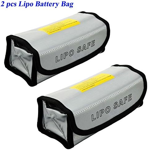 JUMERY 2pcs Lipo Battery Bag, Fireproof Explosionproof Lipo Bag, Lipo Battery Guard Safe Bag（185x75x60mm）