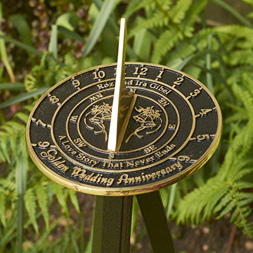 The Metal Foundry Personalized 50th Golden Wedding Anniversary Sundial Gift Idea is A Great Present for Him, for Her Or for A Couple to Celebrate 50 Years of Marriage - Thumbnail 2