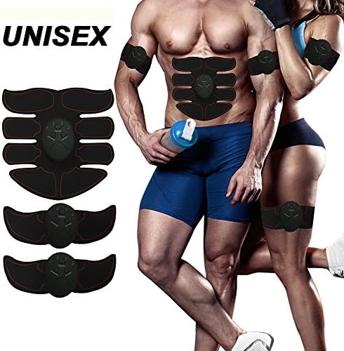 Muscleboom Abs Stimulator &amp; Muscle Toner, EMS Abdominal Trainer Belt and Home Office Fitness Training Gear for Men Women Abdomen/Arm/Leg Workout (6 Pack Abs Black) (8 Pack Abs Red)