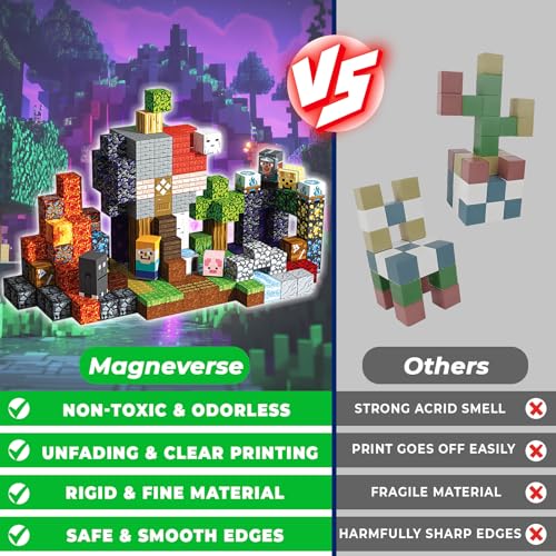 Magneverse 200 PCS 0.8in Magnetic Blocks - Magnet Toys for Boys, Magnetic Building Blocks Cubes, Stacking Magnets, School STEM Toys Birthday Gifts for Boys and Girls Age 3+ Years Old (Theme: Portal)