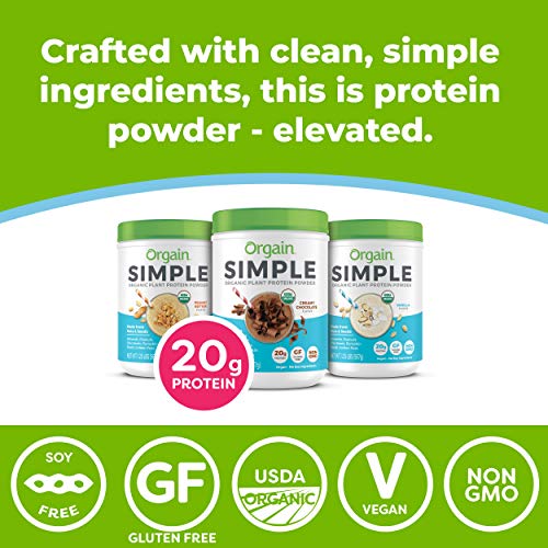 Orgain Simple Organic Vegan Protein Powder, Chocolate 20g of Plant
