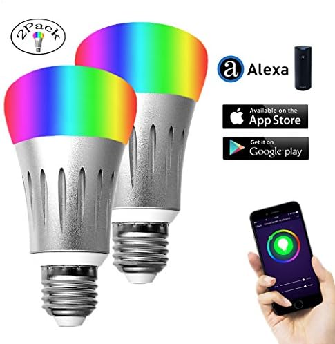 Smart LED Light Bulb,Works with Amazon Alexa, Google Assistant Color &amp; Brightness Changing, 7 Watts (70Watts Equivalent) (2 pack)