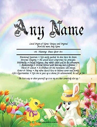 Easter Day - Personalized ANY First Name Meaning Keepsake Print 8.5" x 11" | Wall Decor Kids Room Boy Girl Holiday Eggs Basket Gift Decorations Church