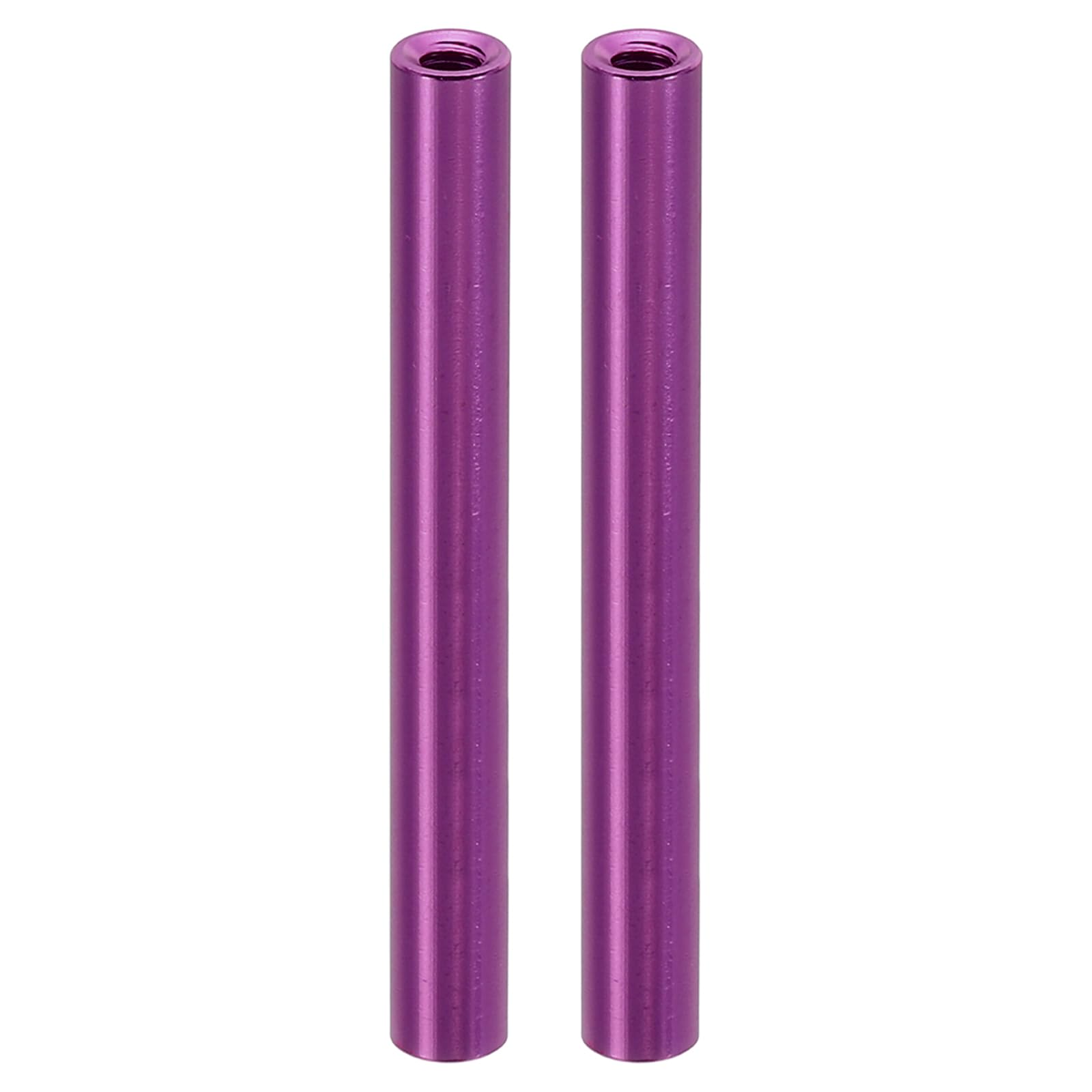 PATIKIL 2pcs M3 Metal Threaded Standoff Spacer Nuts, Round Aluminum Spacers Female Coupling Screws, 1/8" ID x 3/16" OD, Purple 3x5x50mm