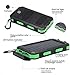 20000mAh Solar Power Bank Solar Charger Waterproof Portable External Battery USB Charger Built in LED light with Compass for iPad iPhone Android Cellphones (Black & Green)