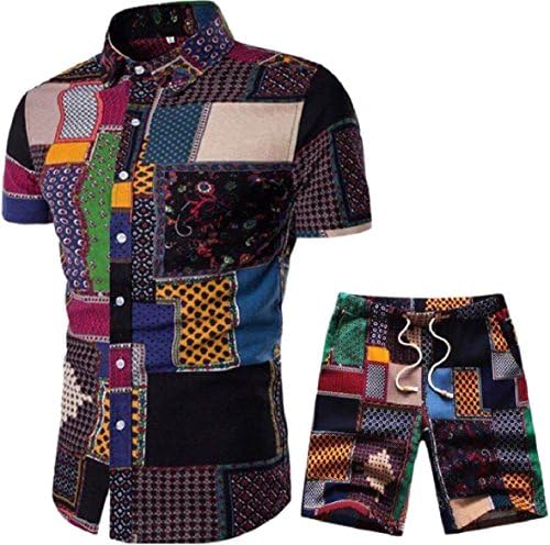 CBTLVSN Mens Casual Floral Button Down Shirt and Shorts 2 Piece Set Outfits