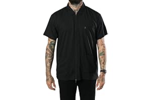 Barber Strong Barber Jacket, Men's Black, Hair Repellent, Lightweight and Breathable Vented Side Panels, Features Easy Hair Removal and 2-Way Zipper Closure, L, Great for Pet Grooming