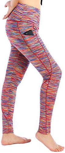 Gracyoga Women's High Waist Side Pocket Yoga Pants Workout Running Yoga Leggings (Medium, M-Ribbon)
