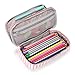 BTSKY Floral Pencil Case with Compartments -High Capacity Double Layers Pencil Pouch Stationery Organizer Multifunction Cosmetic Makeup Bag, Perfect Holder for Pencils and Pens (Pink)