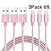 iPhone Cable,Akaho 3Pack 6FT Nylon Braided Cord Lightning Cable Certified to USB Charging Charger for iPhone 7/7 Plus 6/6S Plus 5S/5C/5, iPad Pro/Air 2,iPod Nano 7th gen (Pink White)