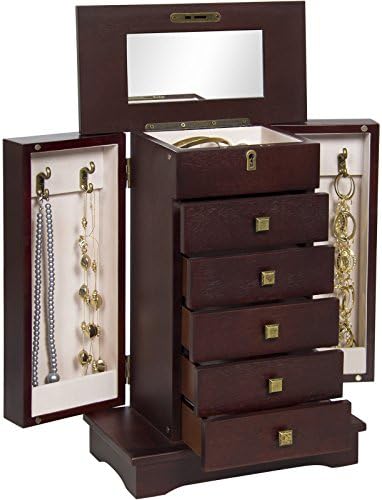 New Black Leather Jewelry Box And Organizer Watch Travel Case And Key