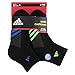 adidas Kids-Boy's/Girl's Cushioned Quarter Socks (6-Pair), Black/Graphite/Shock Blue Solar Green Solar Orange, Medium