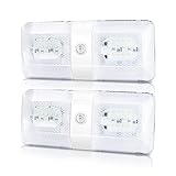 Morpilot 2Pack RV Double Ceiling Dome Light Fixture Replacement Interior Lighting 12V 500LM 48LEDs with Switch for RVs Camper Motorhomes Trailer, Natural White 4000-4500K