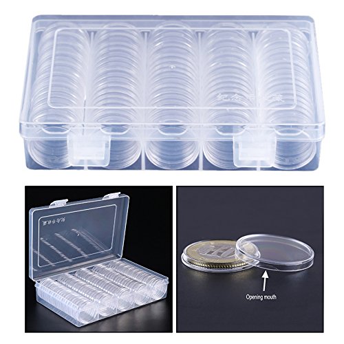OFKPO 100PCS Transparent Coin Collection Holder, 30MM Round Coin Capsules Protector
