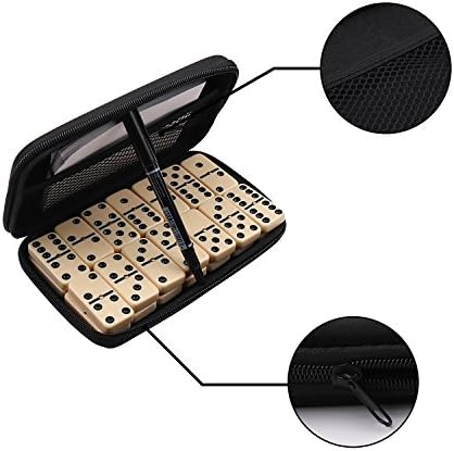 KAILE Double 6 Dot Dominoes Set with Zipper Case, Including Score Book and Marking Pen by (Ivory)