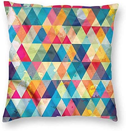 clayii Abstract Triangle Cushion Retro Motif 80s Homey Cozy 18x18 Inch