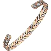 Vicmag Copper Bracelet for Women Men Magnetic Bracelet with Ultra Strength Magnets 100% Solid Pure Copper Gift (Feather)