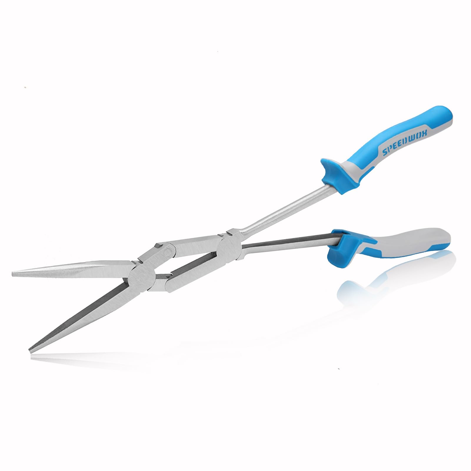 SPEEDWOX 13 Inch X Type Long Nose Pliers - Double-Joint, Extended Reach, Dual Material, Extra Long Needle Nose Pliers