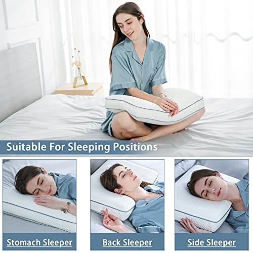 Memory Foam Pillows, Gel Cooling Ventilated Neck Support Pillow for Sleeping, Contour Orthopedic Cervical Pillow for Neck Shoulder Pain Relieve, Ergonomic Bed Pillow for Side, Back and Stomach Sleeper