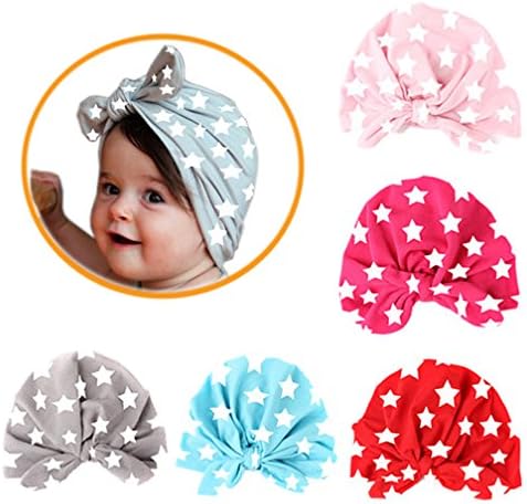 Stars Printing Baby Hat and Soft Lovely Rabbit Knotted Headscarf (TOP1)