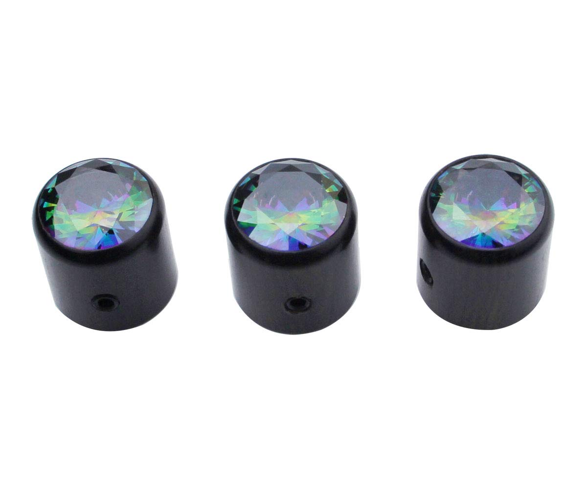 Guyker 3Pcs Ebony Potentiometer Control Knobs Dia. 6mm (0.24") Shaft Pots - Rotary Volume Tone Knob Replacement Part for Electric Guitar or Precision Bass - CNC Machined, WK004
