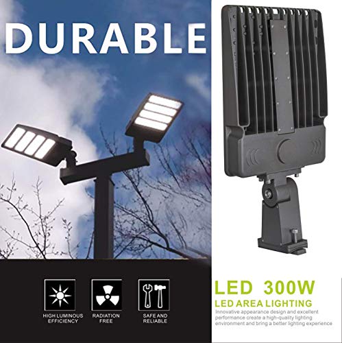300Watt LED Parking lot Light,Super Bright LED Area Light 5000K 135LM / W 100-277V AC, Outdoor Shoe Box LED Flood Light and Other Commercial Street Lighting Stadium,Slip-fit, UL and DLC