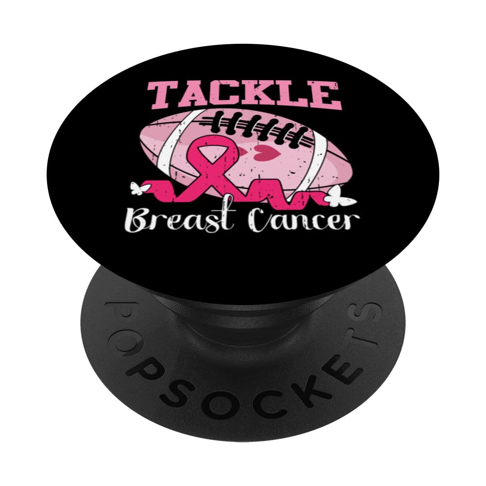 Tackle Breast Cancer Football Pink Ribbon PopSockets Swappable PopGrip