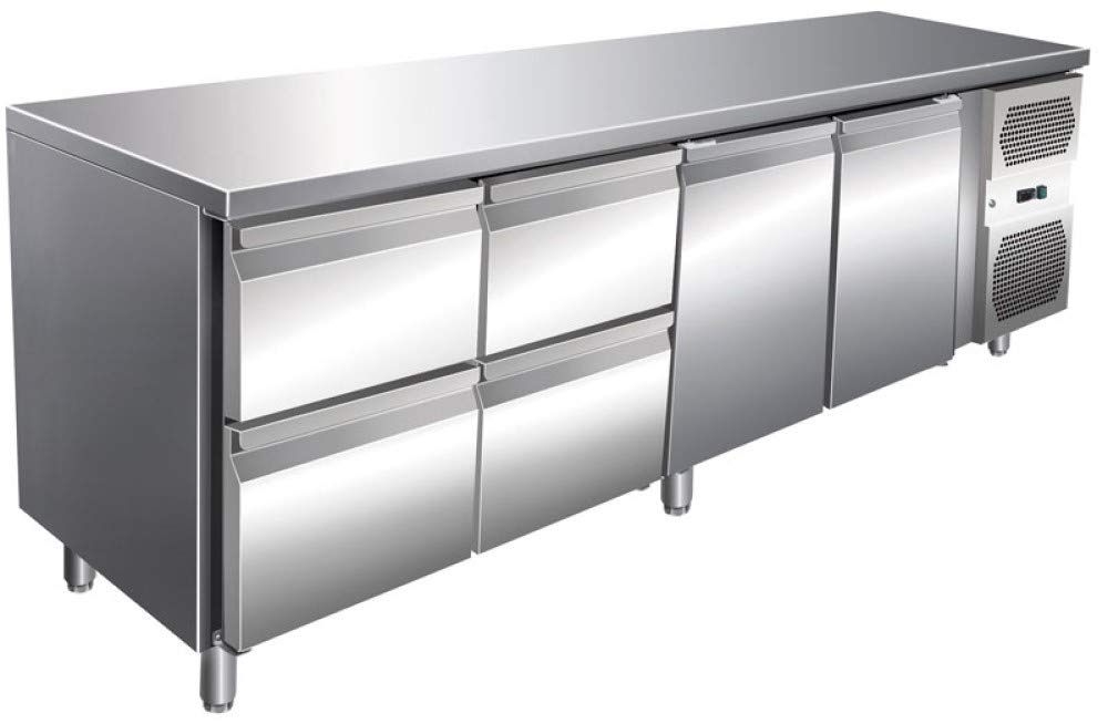 Mesa de refrigeración con 2 puertas, 4 cajones, mesa de trabajo ...