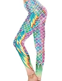 Legging alaroo sirena con escala de peces y aleta de impresión